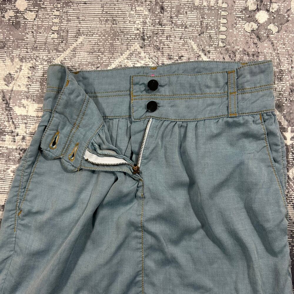 LUX Chambray Denim Mini Skirt Size 2 High Rise Double Button + Belt Loop - Picture 3 of 8